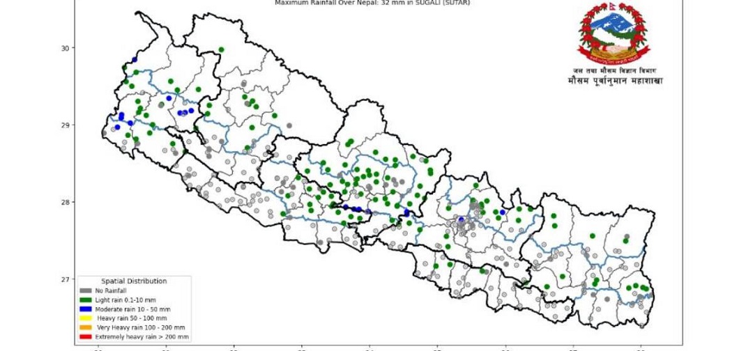 देशभर मध्यमदेखि भारी वर्षा, कर्णाली र सुदूरपश्चिममा उच्च सतर्कता अपनाउन आग्रह
